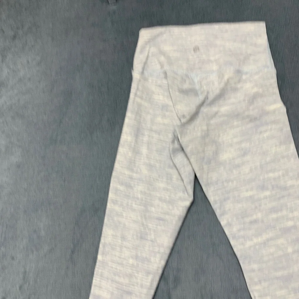 Lululemon Leggings Womens 22 White Blue Space Dye Athletic Gym Training Workout